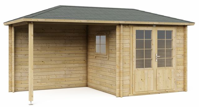 Interflex blokhut met overkapping 2525 Z - geïmpregneerd