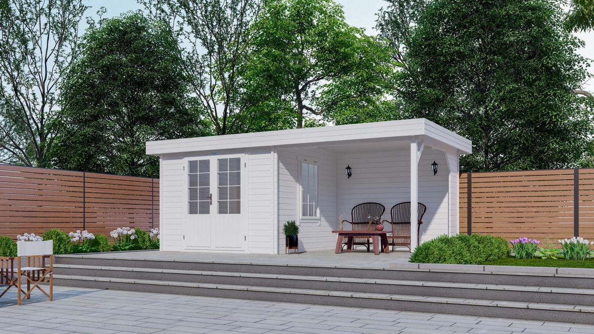 Interflex blokhut met overkapping 3031 Z - geverfd