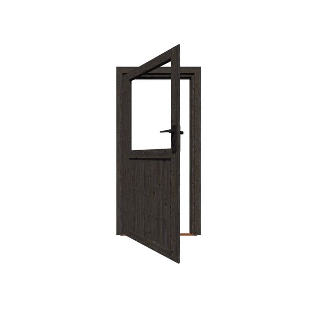Woodacademy enkele deur half glas - zwart - linksdraaiend