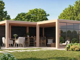 WoodAcademy Douglas overkapping L-model Moonstone Excellent Nero Foto van WoodAcademy Douglas overkapping L-model Moonstone Excellent Nero