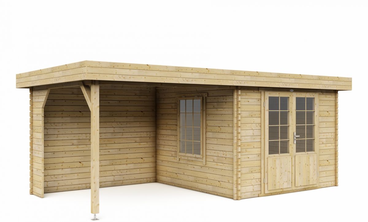 Interflex blokhut met overkapping 3031 Z - geïmpregneerd