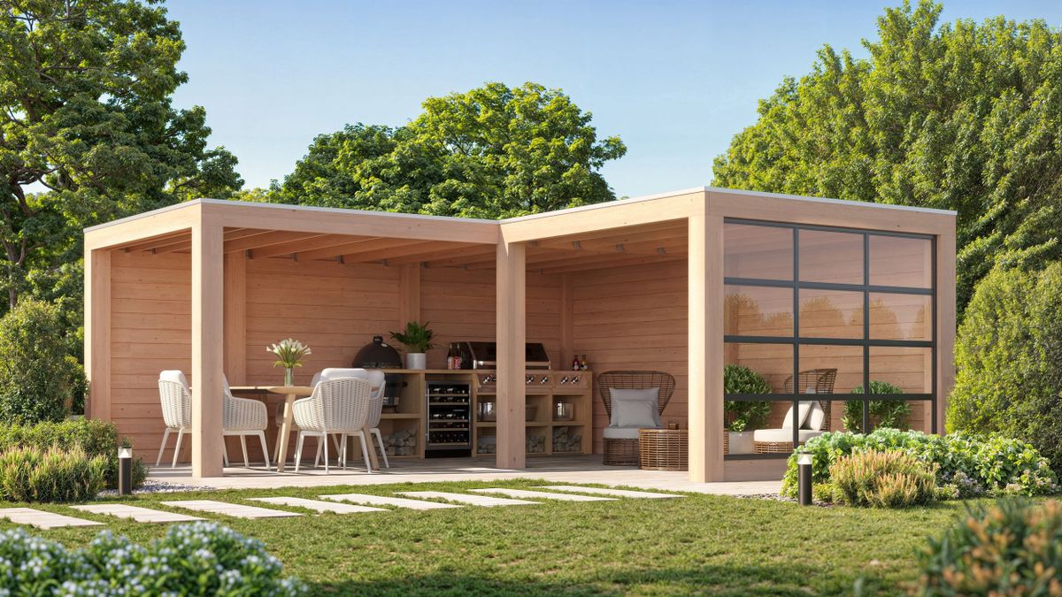 WoodAcademy Douglas overkapping L-model Moonstone Excellent