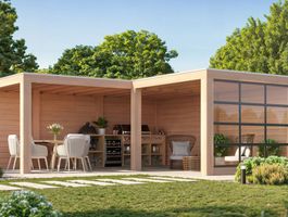 WoodAcademy Douglas overkapping L-model Moonstone Excellent Foto van WoodAcademy Douglas overkapping L-model Moonstone Excellent