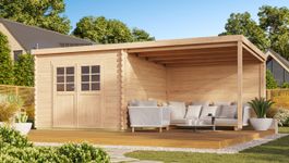 Debro blokhut met overkapping Angers Foto van