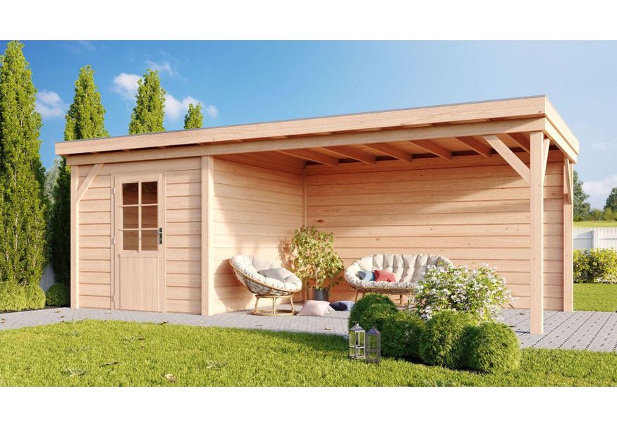 WoodAcademy Gartenhaus mit Terrasse Baron 700x300 cm Foto von WoodAcademy Gartenhaus mit Terrasse Baron 700x300 cm