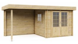 Interflex blokhut met overkapping 2526 Z - geïmpregneerd Foto van Interflex blokhut met overkapping 2526 Z - geïmpregneerd