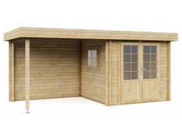 Interflex blokhut met overkapping 2526 Z - geïmpregneerd Foto van Interflex blokhut met overkapping 2526 Z - geïmpregneerd