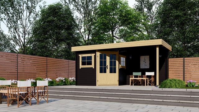 Interflex Blockhütte mit terrasse 2556 Z Plus - gestrichen