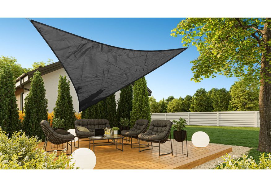 Nesling Coolfit Schaduwdoek Driehoek 90° 500x500x710 cm Zwart (O) Foto van Nesling Coolfit Schaduwdoek Driehoek 90° 500x500x710 cm Zwart (O)