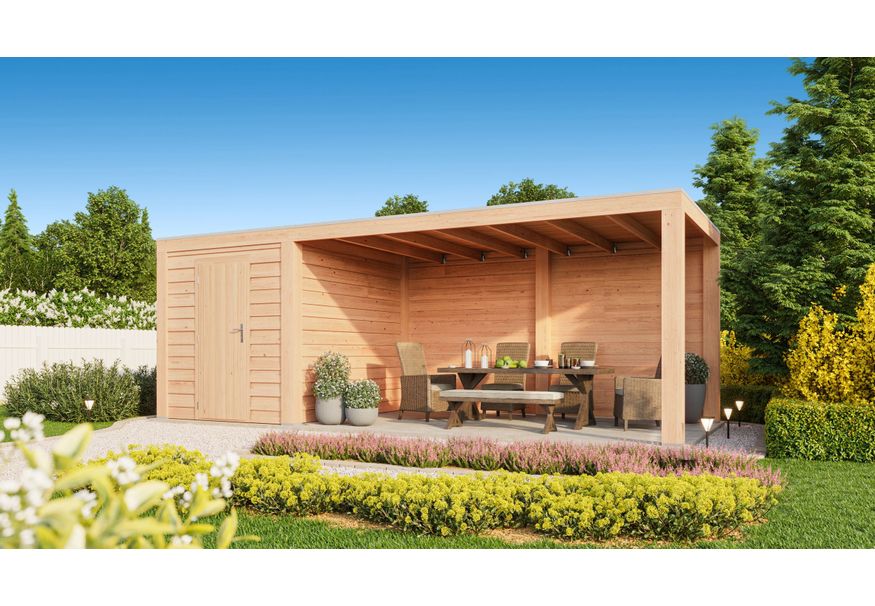 WoodAcademy Gartenhaus mit Überdachung Nefriet Excellent 680x400 cm Foto von WoodAcademy Gartenhaus mit Überdachung Nefriet Excellent 680x400 cm
