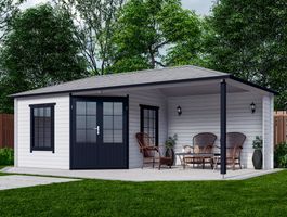 Interflex Blockhütte mit terrasse 3555 Z Plus - gestrichen Foto von Interflex Blockhütte mit terrasse 3555 Z Plus - gestrichen