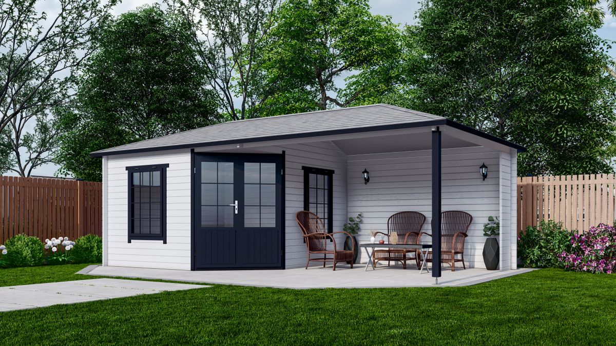 Interflex Blockhütte mit terrasse 3555 Z Plus - gestrichen