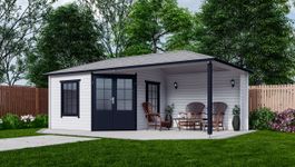 Interflex blokhut met overkapping 3555 Z Plus - geverfd Foto van Interflex blokhut met overkapping 3555 Z Plus - geverfd