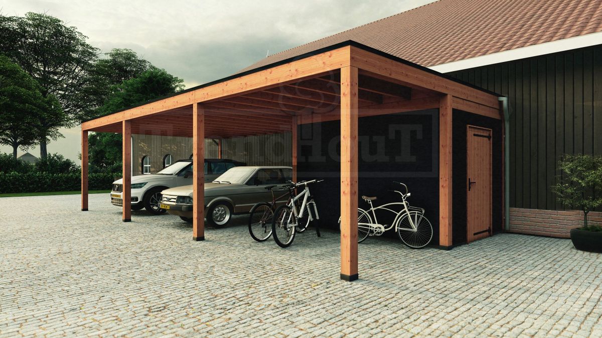 Trendhout carport met schuur Palermo XXL