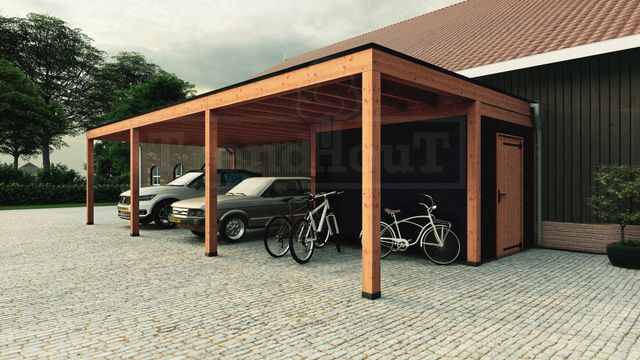 Trendhout carport met schuur Palermo XXL