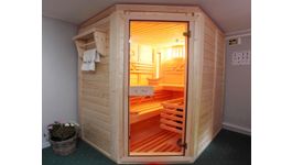 Azalp Massieve hoeksauna Genio Foto van