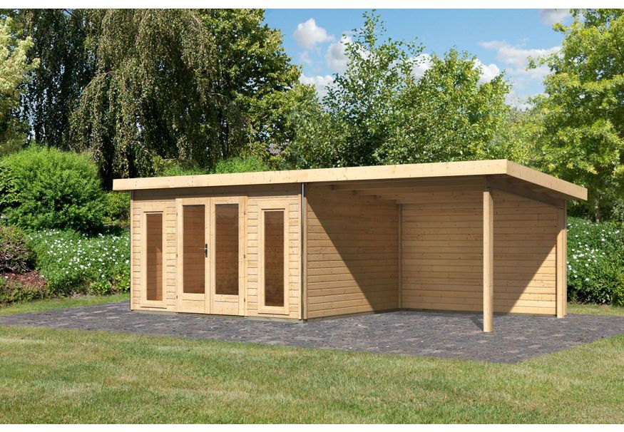 Karibu Radeburg 2 Gartenhaus mit Anbaudach 330 cm - Rückwand (31482) Foto von Karibu Radeburg 2 Gartenhaus mit Anbaudach 330 cm - Rückwand (31482)