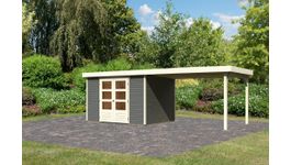 Karibu 9159 Askola 5 tuinhuis met overkapping - terragrijs Foto van Karibu 9159 Askola 5 tuinhuis met overkapping - terragrijs