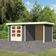 Karibu Askola 3.5 tuinhuis met overkapping 240 cm - zij en achterwand - terragrijs (9146)
