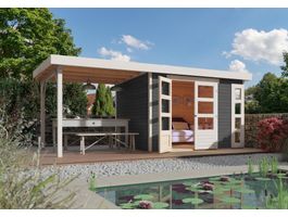 Karibu 82945 Kerko 4 Gartenhaus mit Anbaudach - Terragrau Foto von Karibu 82945 Kerko 4 Gartenhaus mit Anbaudach - Terragrau