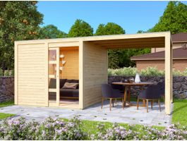 Foto von Karibu 79847 Qubic 1 Gartenhaus mit Anbaudach