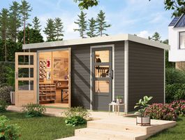 Foto van Karibu 12492 Merkur tuinhuis - terragrijs|wit