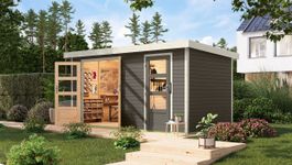 Karibu 12492 Merkur tuinhuis - terragrijs|wit Foto van Karibu 12492 Merkur tuinhuis - terragrijs|wit