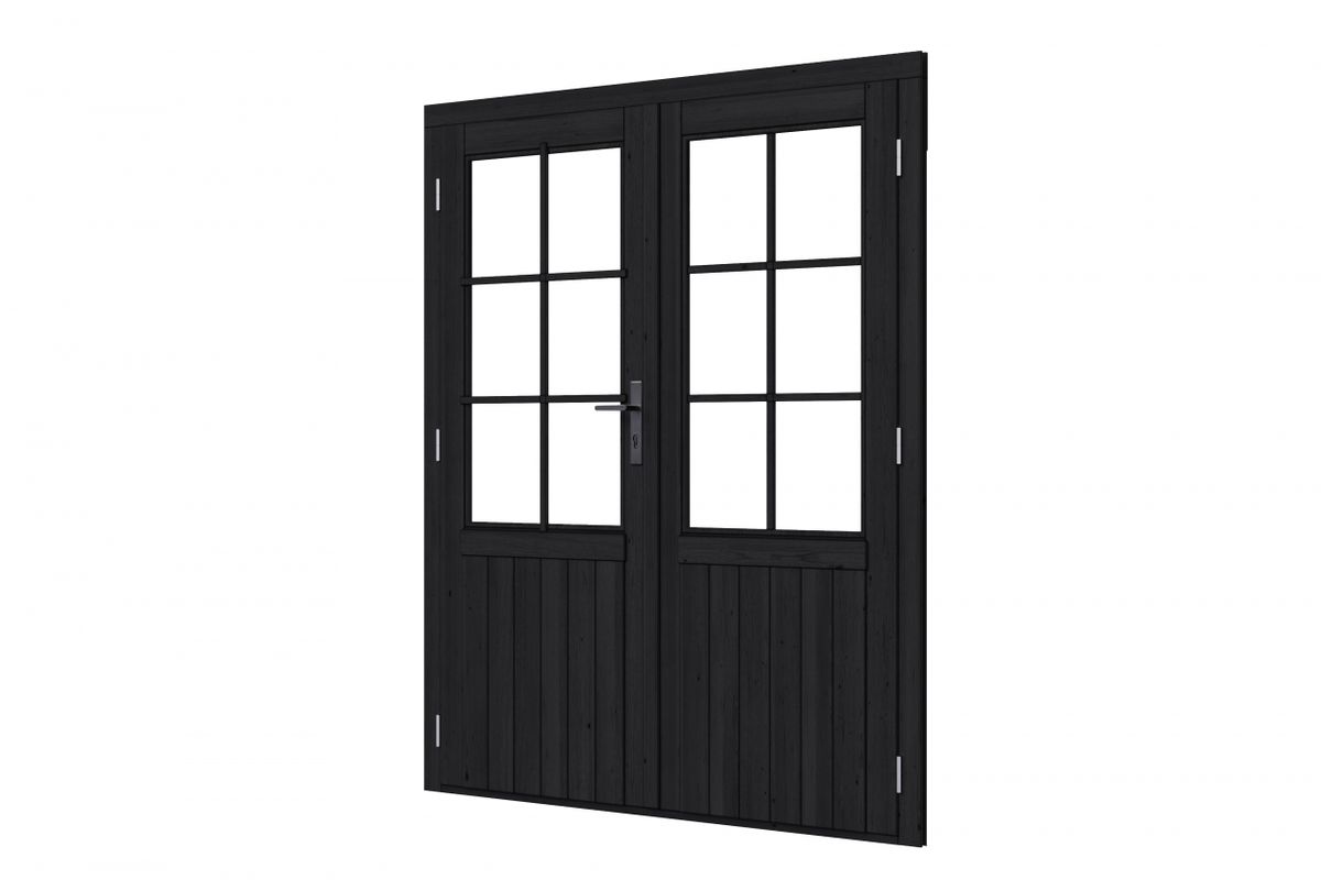 Woodacademy dubbele deur half glas - zwart
