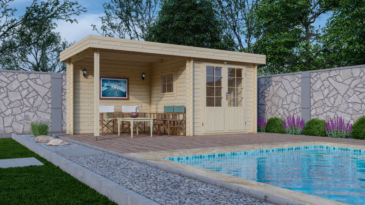 Interflex blokhut met overkapping 2526 Z