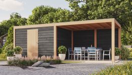 WoodAcademy Gartenhaus mit Terrasse Nefriet Essential Nero Foto von WoodAcademy Gartenhaus mit Terrasse Nefriet Essential Nero