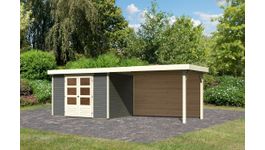 Karibu 9181 Askola 4 tuinhuis met overkapping - terragrijs Foto van Karibu 9181 Askola 4 tuinhuis met overkapping - terragrijs