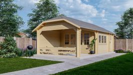 Interflex Blockhütte Krüppelwalmdach W4x3+3A Foto von Interflex Blockhütte Krüppelwalmdach W4x3+3A