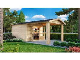 Foto von Karibu 31448 Gartenhaus mit Anbaudach Theres 3