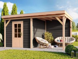 Foto von WoodAcademy Gartenhaus mit Terrasse Baron Nero