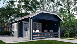 Interflex Blockhütte Krüppelwalmdach W4x3+3 - gestrichen Foto von Interflex Blockhütte Krüppelwalmdach W4x3+3 - gestrichen