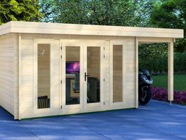 Graed Blokhut Creative Plus met Luifel Foto van Graed Blokhut Creative Plus met Luifel