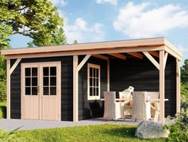 WoodAcademy Gartenhaus mit Terrasse Ermine Nero Foto von WoodAcademy Gartenhaus mit Terrasse Ermine Nero