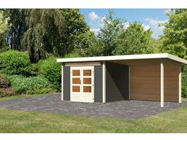 Foto von Karibu 9241 Kandern 6 Gartenhaus mit Anbaudach - Terragrau