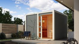 Foto van Karibu 81132 Cuben buitensauna - terragrijs