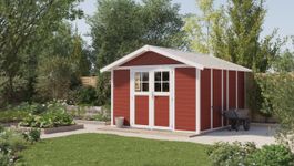 Foto von Grosfillex 23011242 DECO H11 - Kunststoff Gartenhaus rot-grau