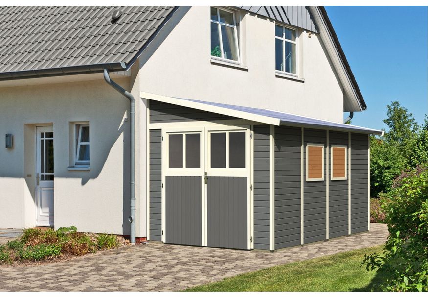 Karibu Bomlitz 4 Gartenhaus - Terragrau (8887) Foto von Karibu Bomlitz 4 Gartenhaus - Terragrau (8887)