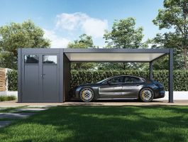 Foto von Porchenzo carport Prestige mit Schuppen - Teak