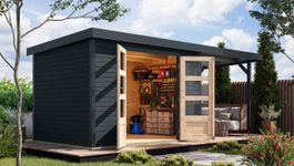 Foto van Karibu 12399 Jupiter 4 tuinhuis met overkapping - antraciet|antraciet