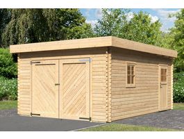 Karibu Hölzerne Blockhütte-Garage Foto von Karibu Hölzerne Blockhütte-Garage