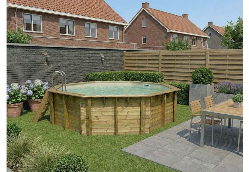 Ubbink Océa 430 x 120 cm compleet met beige liner en uitrusting Foto van Ubbink Océa 430 x 120 cm compleet met beige liner en uitrusting