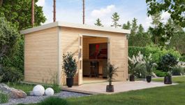 Karibu 12439 Pluto 7 tuinhuis - vuren|wit Foto van