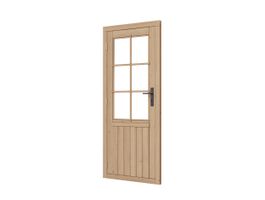 WoodAcademy Douglas enkele deur met glas - linksdraaiend Foto van WoodAcademy Douglas enkele deur met glas - linksdraaiend