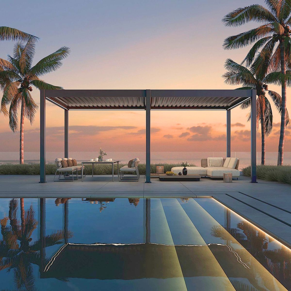 Porchenzo E-Paros aluminium overkapping met LED - antraciet