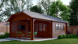 Interflex blokhut wolfskap W4x4+3 - geverfd Foto van Interflex blokhut wolfskap W4x4+3 - geverfd