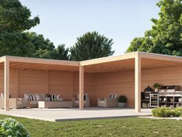 WoodAcademy Douglas overkapping L-model Moonstone Essential Foto van WoodAcademy Douglas overkapping L-model Moonstone Essential